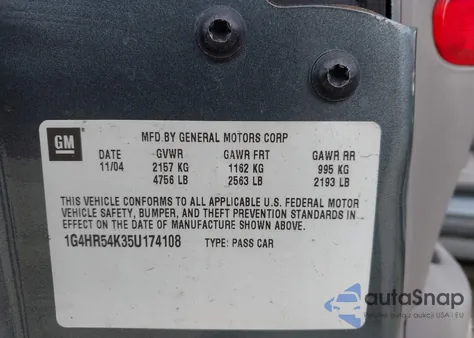 2005 Buick Lesabre Limited z USA, uszkodzony, nr VIN 1G4HR54K35U174108